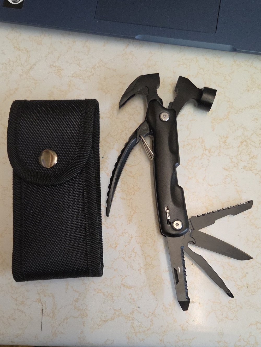Black Multi-Tool Hammer with Pouch - Foldable Pocket Tool